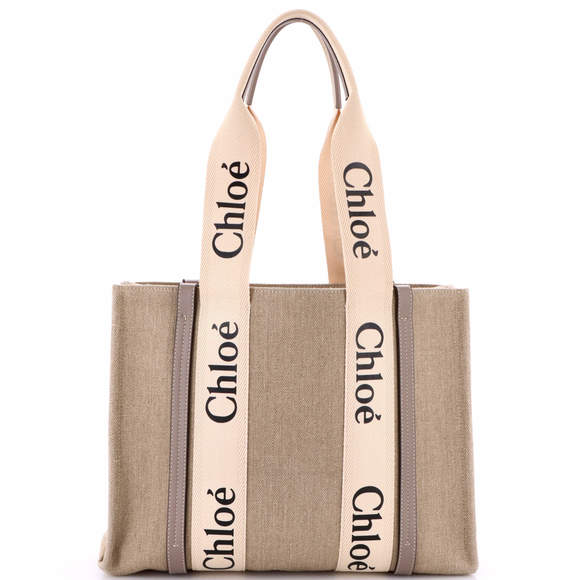 Chloe Handbags - Chloe Medium Woody Tote Canvas with Leather